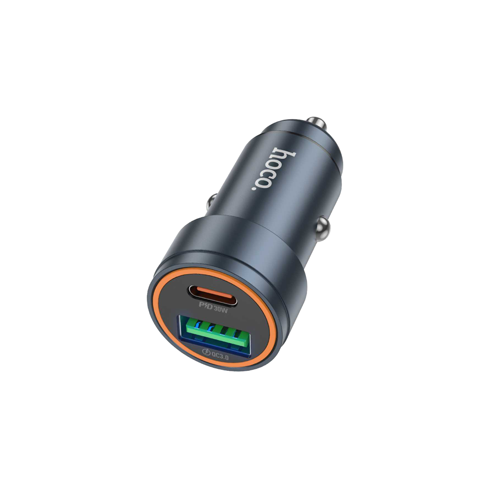 USB-C PD 30W + USB QC3.0 Car Charger - Metal Grey