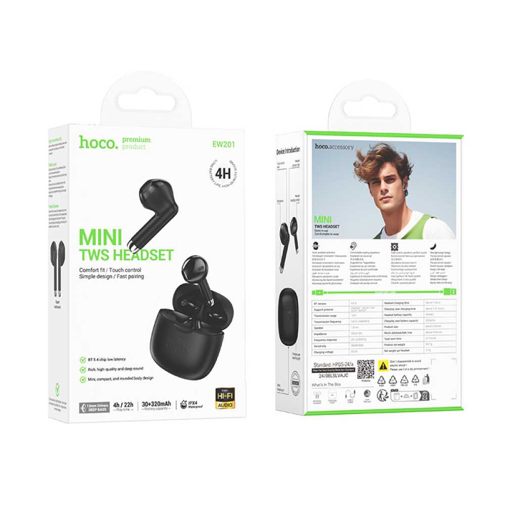 EW201 Wireless Headphones with Charging Case (BT v5.4)